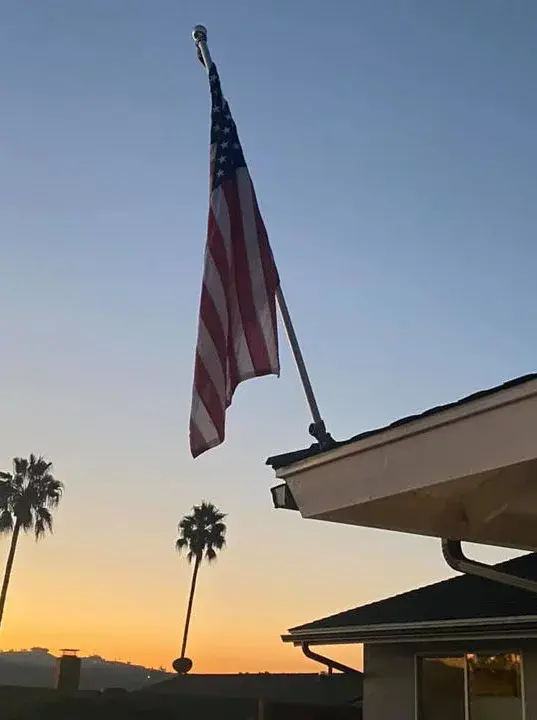 California Care's mental health residential American flag at sunset